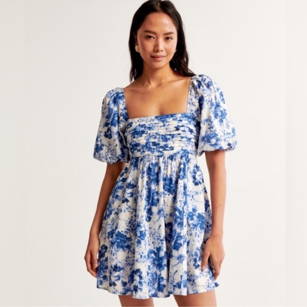 Floral Blue and White Women's Dress